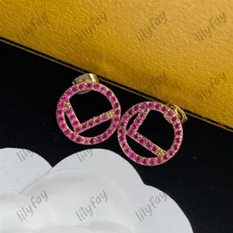 Designer Hoop Brincos Moda Círculo Brinco Para Mulheres Studs Mulheres Luxo Jóias Diamante F Letras Loop Stud Love Brinco Weddi227R