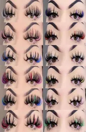 Falsche Wimpern, Mischungsfarbe, 25 mm, Nerzwimpern, Ombre, bunt, dramatisch, für Partys, gefärbt, für Cosplay9707828