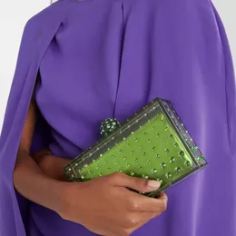 Borsa a mano con strass firmata Borsa da sposa da donna Pochette da sera con scatola trasparente Borsa in acrilico per feste 231227