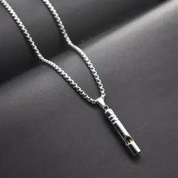 Colares pingentes apito colar hip-hop personalidade na moda masculina simples legal flauta pode soprar criativo metal chain285z