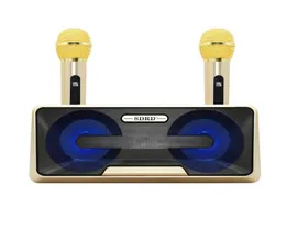 Kablosuz Bluetooth Hoparlör Mikrofon SD301 Aile KTV Cep Telefonu Karaoke Mikrofon Çift Mikrofon TF USB Destek6486131