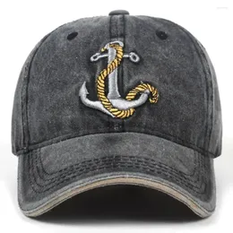 Czapki piłki kotwicy logo haft haft dżinsów mężczyzn baseballowa czapka baseballowa 2023 vintage mydanie kapeluszowe czapki na zewnątrz Casual Cotton Trucker