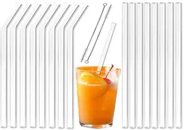 Clear Glass Straw 2008mm Återanvändbart rakt böjt glas Drickslag med pensel Eco Friendly Glass Straws For Smoothies Cocktails9900049