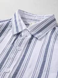 Chemises décontractées pour hommes Chemise à manches courtes Été Mince Lavé Pur Coton Top Style japonais Jeunes Tendances littéraires Rayure verticale