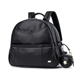 Mode PU Schwarze Windel Rucksack für Baby mit großer Kapazität wasserdichte Taschen Wickelbeutel für Mutter Reise Kinderwagen 231227