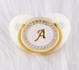 012 Months Luxury White Diamond Baby Pacifier Food Grade 26 Letters Silicone Orthodontic Dummy Crystal Nipple Sleeping Soother6751901