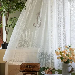 Cortina de renda branca pura cortinas francesas rústicas românticas jacquard tratamento de janela guarda-roupa divisória quarto translúcido cozinha