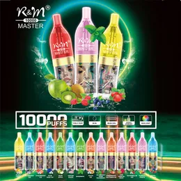 Original RM RM Master 10k Einwegstift Juice Puff 10000 Puff RGB Blitzlicht Vape Pen 18 ml vorgefüllte Pods wiederaufladbare Batteriegeräte