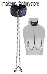 Massage Eather Slave Collar Nipple Clamps Halsband Vuxna spel Sexleksaker för kvinnor Par BDSM Bondage Gags Muzzles Accessorie7872992