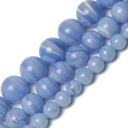 Other Natural Stone Beads Blue Lace Agates Round Loose For Jewelry Making Needlework Diy Charms Bracelet 6 8 10mm262E