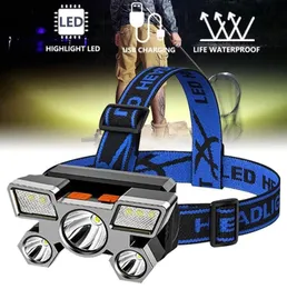 LED Mine Lamp Flash light FiveHead Headlamps Strong Light Super Bright Rechargeable Fishing lights LongRange r HeadMounted3361023