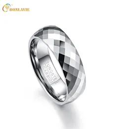 Anéis de casamento BONLAVIE Anel masculino de alto polimento de carboneto de tungstênio multifacetado Men039s joias promessa banda anillos para hombres7897292