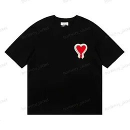 AMIS PARIS Luksusowa koszulka Koszulka T-shirty Męskie Koszulki Red Love Tees Designers Serce Print Lets