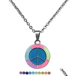 Ожерелья с подвесками, ожерелье с символом мира, серебряный кулон, изменяющий цвет, чувствительный к настроению, ожерелья для женщин, детей, Dhgarden Dhh5S