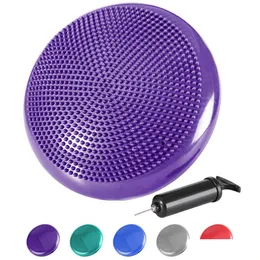 Yogamattor Virson Uppblåsbar Mas Mat Colourf Ball Pad With Pump Air Gym Home Träning Kudde Drop Delivery Sports Outdoors Fitness Su DHV63