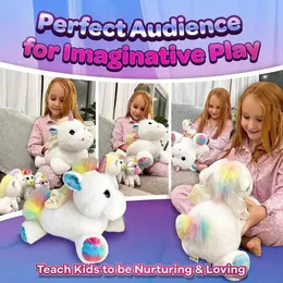 5 Rainbow Unicorn Mother and Child Plush Dolls Baby Pogography Akcesoria Candy Toys 231228