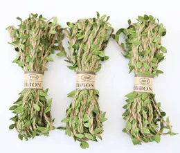 100 mlot Artifical Leaf Natural Hessian Jute Twine Rope Burlap Ribbon DIY Craft Vintage for Home Wedding Party Decoration3236453