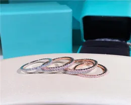 Prosty klasyczny srebrny pierścień S925 Wszechstronny cienki singiel z cyrkonem i różowym złotym rzędem diamentowym pierścień ogona 6KV84247710