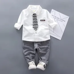 Completo bambino manica lunga set 2 pezzi 0 5 anni Camicia neonato con risvolto e cravatta 231228