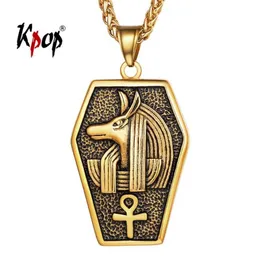 Collane con ciondolo Kpop Anubis Ankh Chiave della vita Fascino Stainess Acciaio Geroglifico egiziano Dio Gli inferi Collana croce per uomo 314V