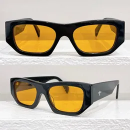 Солнцезащитные очки с логотипом логотипа квадратный ацетатный кадр логотип бренда на храмах модных мужчин и женщин Gafas de Sol Толстые ноги, покрывающие желтые линзы Spra01