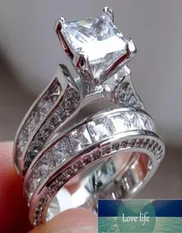 2PCLOlot Silver Double Big Pierścienie Zaręczynie się na kobietę mężczyzn Mężczyzn Cubic Zirkonia Pierścień Kobieta Ladie