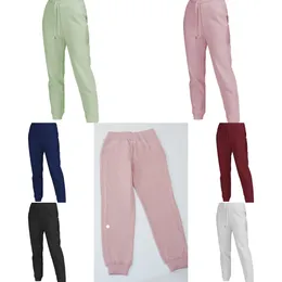 LU-1465 Yoga wear outono e inverno calças esportivas femininas de cintura alta lã de algodão puro mais moletom de lã fitness jogging