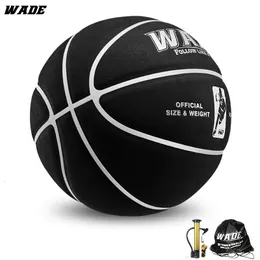 WADE 7# Black PU Moisture Absorbing Suede Leather Basketball Original ball for Adult for Indoor/outdoor 231227