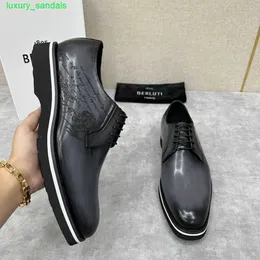 BERLUTI Chaussures habillées pour hommes Chaussures richelieu en cuir Berlut Nouvelles chaussures Oxford en cuir de veau pour hommes Modèle Scritto Chaussures en cuir formelles pour hommes HBRS