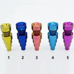 Prego de titânio anodizado colorido 6 em 1 Domeless Titanium Medical GR2 Nails 10mm 14mm 19mm Articulação masculina e feminina Universal Conveniente Dab Oil Rigs Acessórios para fumar