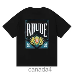 23ss Летняя футболка Rhude Мужская дизайнерская рубашка Повседневные рубашки Мужские женские футболки с короткими рукавами Лидер продаж Роскошная мужская одежда в стиле хип-хоп Us Размер S-2xl RS95 5J5B