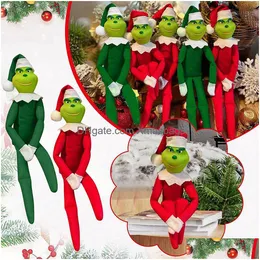 Bambola di Natale verde rosso per decorazione per gli alberi di elfo ciondolo domestico con cappelli per bambini regali per la consegna dhtzl