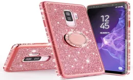 علبة إصبع مغناطيسية لامعة لاتجاه ل Samsung Galaxy S10e S8 S9 Plus A5 A7 2018 A6 A8 Note 8 9 10 Bling 360 Ring Back Cover9151492