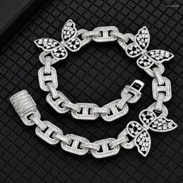 سلاسل Hiphop Netclace Product Butterfly Pig Nose Cuban Cuban Trendy Massion Fashion Womens Zircon Stail