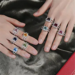 Choucong Brand Wedding Rings Simple Fashion Jewelry 925 Sterling Silver Multi Color 5A Cubic Zircon Party Eternity Women Engagemen2269