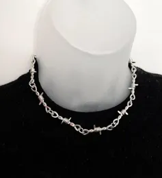 Kedjor punk stil taggtråd choker rostfritt stål halsband hiphop kvinnor039s tillbehör gotiska mens smycken unisex 2021 g3084457