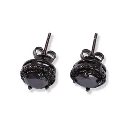 Mens Hip Hop Stud Earrings Jewelry Fashion Black Silver Simulated Diamond Round Earring For Men6798563