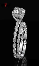 OEVAS 100 925 Серебряные обручальные кольца стерлингов, установленные для женщин, вызванных созданным Moissanite Gemstone Diamonds Cungagement Fine Jewelry5438279