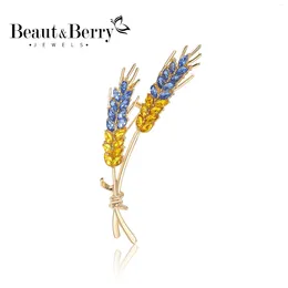 Broszki Beautberry Trendy Rhinestone Pszenica Uch Niebieskie i żółte szpilki roślin unisex biurowe przyjęcie swobodne prezenty