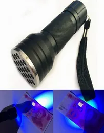 21 LED UV Flashlight Torch Light Violet Light Blacklight UV Lamp Torch 3A Batteri för markörkontrolldetektering DLH4379676470