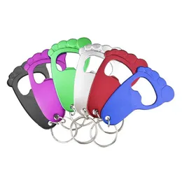 Openers Aluminium Alloy Foot Shape Bottle Opener With Keychain Key Tag Chain Ring Accessories Lx5535 Drop Delivery Home Garden Kitchen Dh8Fw