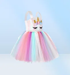 Nowa sukienka Tutu z opaską dla dziewcząt Dziewczynki Dziecięce jednorożenki Suspin Sukierze Tiulowy Kostium Party Fast Sipment4548383