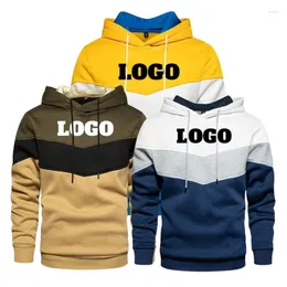 Felpe con cappuccio da uomo Logo personalizzato Patchwork Felpe con cappuccio classiche maschili Stampate fai-da-te Primavera Autunno Street Wear Pullover casual per uomo