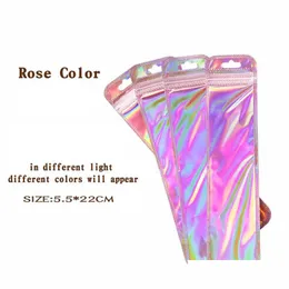 Sacchetti da imballaggio 8 dimensioni Rose Rainbow Translucent Symphony Borsa autosigillante Sacchetti iridescenti Cerniera laser in plastica cosmetica Lx4456 Consegna a goccia Dhi8N