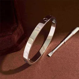 Kobiety miłośnicy bransoletki srebrne złoto bransoletki luksusowy projektant biżuterii stalowa para prosta moda no bolt paznokcie sc339w
