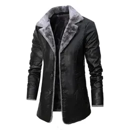 Anlände 2023 män vinterkläderjacka LAPEL FLEECE MOTOR Biker Business Casual Long Faux Coats 231227