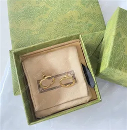 Trendiga dubbla bokstäver örhängen charm med frimärken Kvinnor Designer Alfabetet Studs Earndrops Gift Box Girl For Party Anniversary6739318