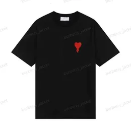 Amis paris lüks kadın tişört markası erkek tişörtler kırmızı aşk tees tasarımcıları kalp baskısı yaz üstleri rahat pamuk kısa kollu rmnl
