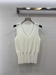 Women's Tanks 2023 Fashion Sleeveless Sexy Casual V-neck Trimmed Vest Wool Thin Versatile Knitted Top 1210