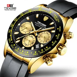 Herenmodemerk TEVISE Horloge Automatisch Mechanisch Horloge Mannelijke Siliconen Multifunctionele Sportklok Relogio Masculino268S